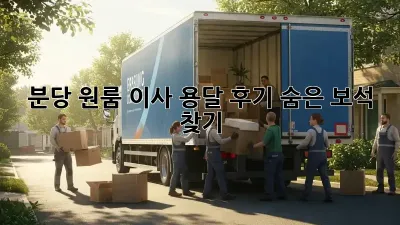 분당 원룸 이사 용달 후기: 숨은 보석 찾기!